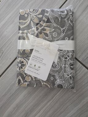 Pottery Barn Gray and Tan Jacquelyn Medallion Euro Sham